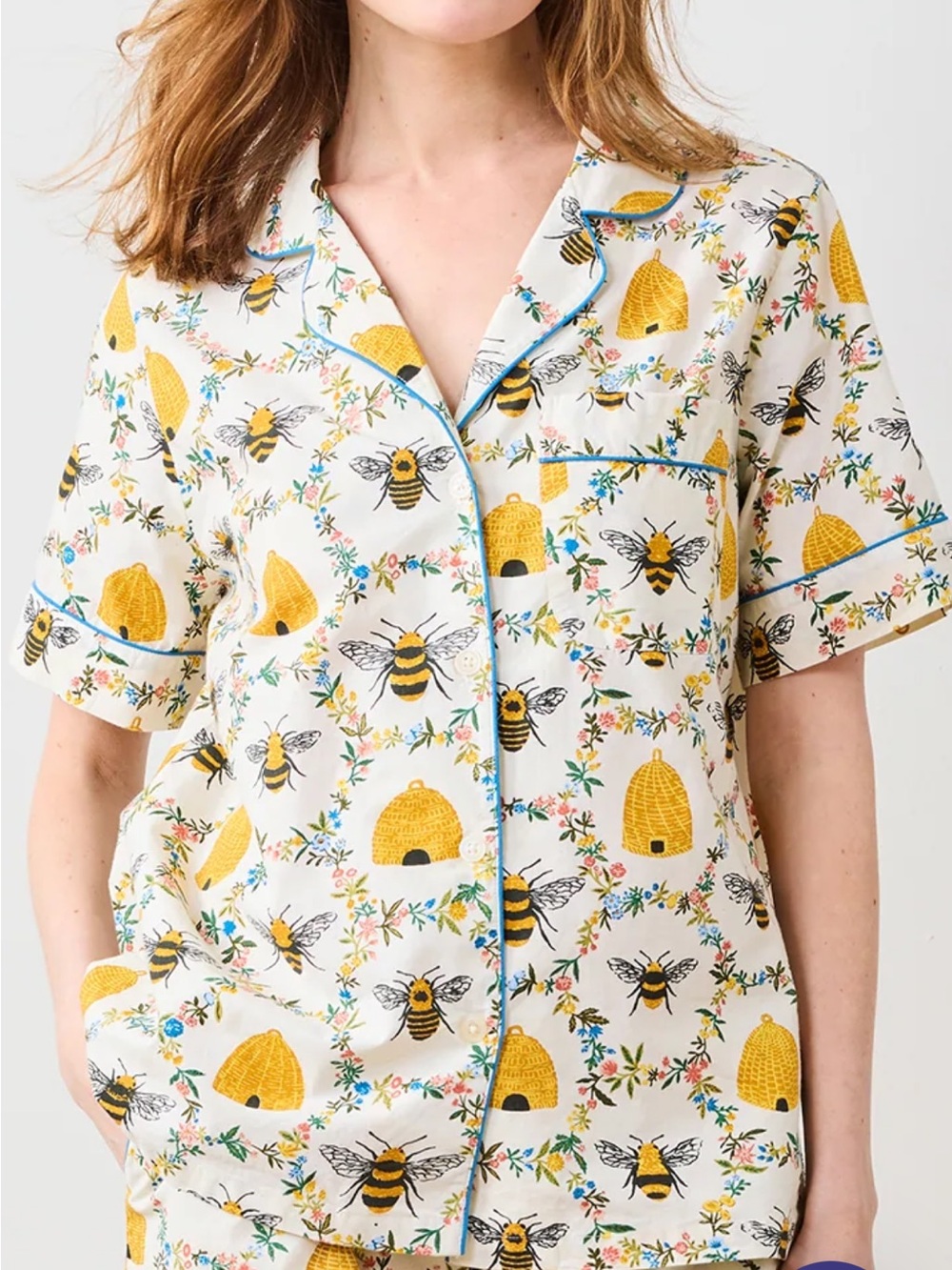 Printfresh Bee Print Pajama Top  Sz 3X NWT
